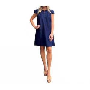 NEW FITZROY & WILLA silk shift dress in navy